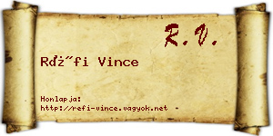 Réfi Vince névjegykártya